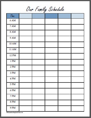 Free Family Schedule Planner